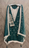 Heavy Embroidery Fox Georgette Designer Pakistani Suit in Green Color
