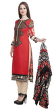 Latest Design Faux Cotton Red And Beige Salwar Suits Dress Material - Salwar Suit Duptta Set