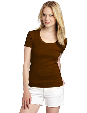 Brown Color Plain Casual T-Shirts For Girls Ladyindia30