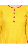 Yellow Color Cotton Anarkali Kurtis With Toggle Printed Anarkali Kurtis A007