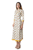 Off-White Color Cotton Anarkali Kurtis With Floral Embroidery Work A038