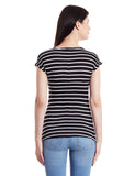 Black & White Striped Printed T-Shirts For Girls Ladyindia38