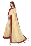 Art Silk Sarees - Women's Cotton Art Silk Beige Party Wear Saree with Blouse Piece