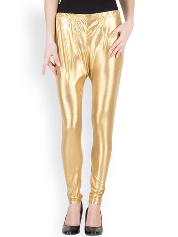 Shimmer Leggings Golden Color Plain Leggings For Girl LS40