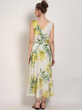 Off-White Floral Printed Maxi Dress