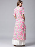 Pink & White Printed Kurta Skirt Set for Women