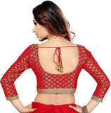Red Long Sleeve Saree Blouse