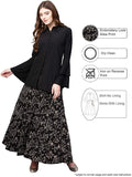 Top With Long Skirt Set - Indowestern Black Shirt With Skirt Set