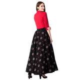 Top With Long Skirt Set - Women's Rayon Party Wear Top With Long Skirt Set