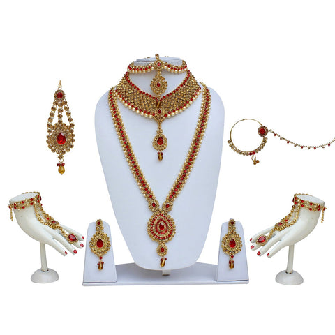 Red Color Bridal Jewellery Set - Wedding Necklace Set