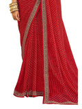 Women's Bandhani Printed Georgette Saree with Embroidered Border