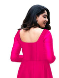 Stylish Embroidered Georgette Pink Kurti Material For Women