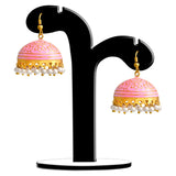 Designer Jewellery Pink Metal Jhumki Earring For Women