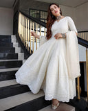 Women's Cotton Anarkali Fine Chikankari Suit with Duptta