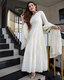 Women's Cotton Anarkali Fine Chikankari Suit with Duptta
