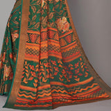 Women's Designer Chiffon Flower Printed Green Saree