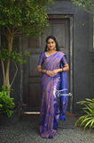 Women's Designer Blue Organza Silk Saree With Antique REAL Zari Patterns