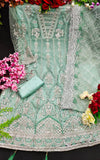 Women's Butterfly Net Heavy Embroidery Stone Work Pista Color Pakistani Suit