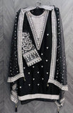 Heavy Embroidery Fox Georgette Designer Pakistani Suit in Black Color