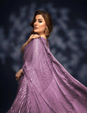 Beautiful Sequence Embroidery Shimmery Look Purple Georgette Saree