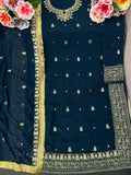 Heavy Sequin Embroidery Festive Wear Georgette Blue Suit