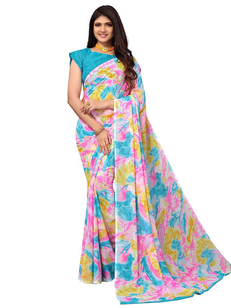 Women's Marble Printed Summer Special Georgette Saree