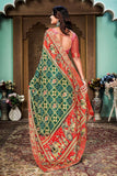 Women's Rajasthani Print Silk Green Saree