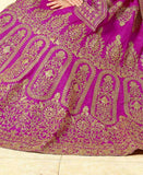 Pink Colored Banglori Silk Heavy Embroidered Hand Work Semi Stitched Lehenga Saree