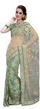 Designer Embroidered Green & Beige Half n Half Fashion Brasso Net Saree Party Wear Saree