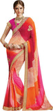 multicolor-stripped-print-floral-embroidered-bandhani-saree-golden-lace-border