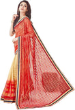 Designer Embroidered Fashion Red & Beige Net Sari Half n Half Net Saree