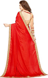 Designer Red & Beige Color Half n Half Heavy Embroidered, Embellished Fashion Silk, Net Saree