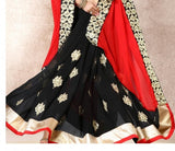 Partywear Red & Black Faux Georgette Heavy Embroidered Zari And Sequin Work 22538 Partywear Saree