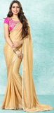 Partywear Beige Colored Faux Georgette 22541 Designer Saree Zari And Stone Work Embroidery