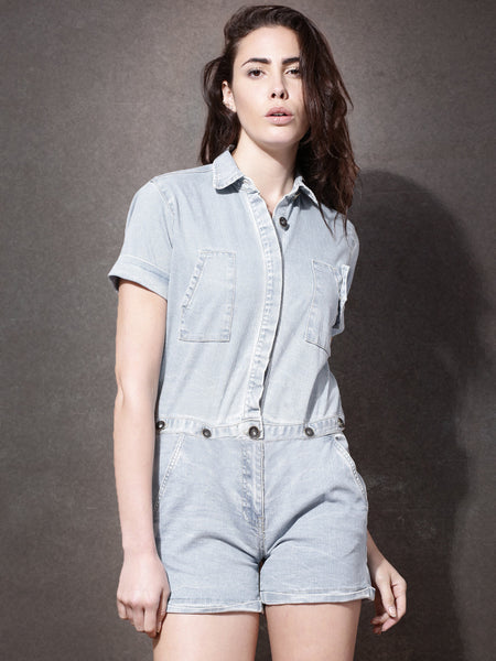Latest Rompers Blue Two-Way Denim Rompers