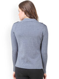 Latest Designer Partywear Grey Cotton Full Sleeves Shrug With Fril For Women
