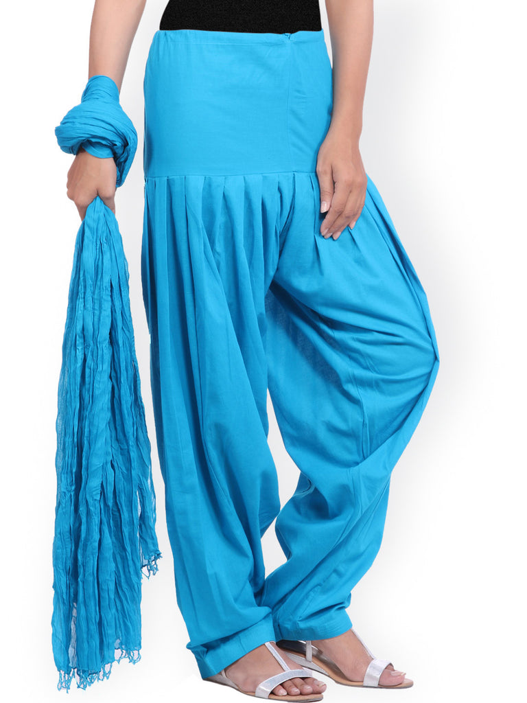 Patiala Pant With Dupatta Skyblue Color Cotton Patiala Salwar With ...