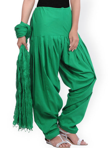 Patiala Pant With Dupatta Green Color Cotton Patiala Salwar With Dupatta LS65