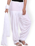 Patiala Salwar With Dupatta White Color Cotton Patiala Pants With Dupatta LS53