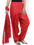Cotton Patiala Salwar With Dupatta Red Color Plain Patiala Dupatta Set For Girl LS55