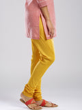 Traditional Plain Silk Churidar Leggings Yellow Color Womens Churidar Leggings LS94
