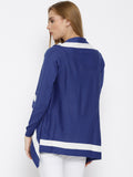 Latest Partywear Blue Knitted Shrug with striped For Women