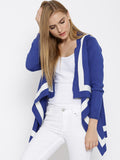 Latest Partywear Blue Knitted Shrug with striped For Women