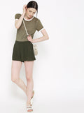 Women-Olive-Green-Solid-Shorts-Women-Western-Wear