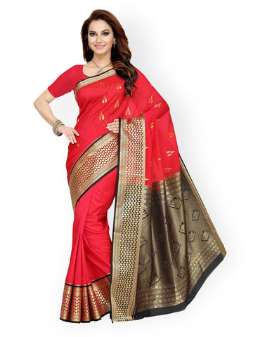 Red Tana Silk Traditional Saree With Zari Woven Design
