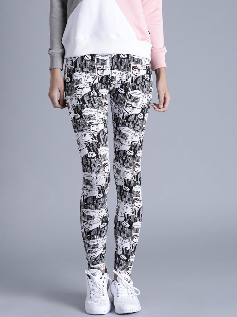 Shop Online Black & White Color Printed Leggings For Women – Lady India