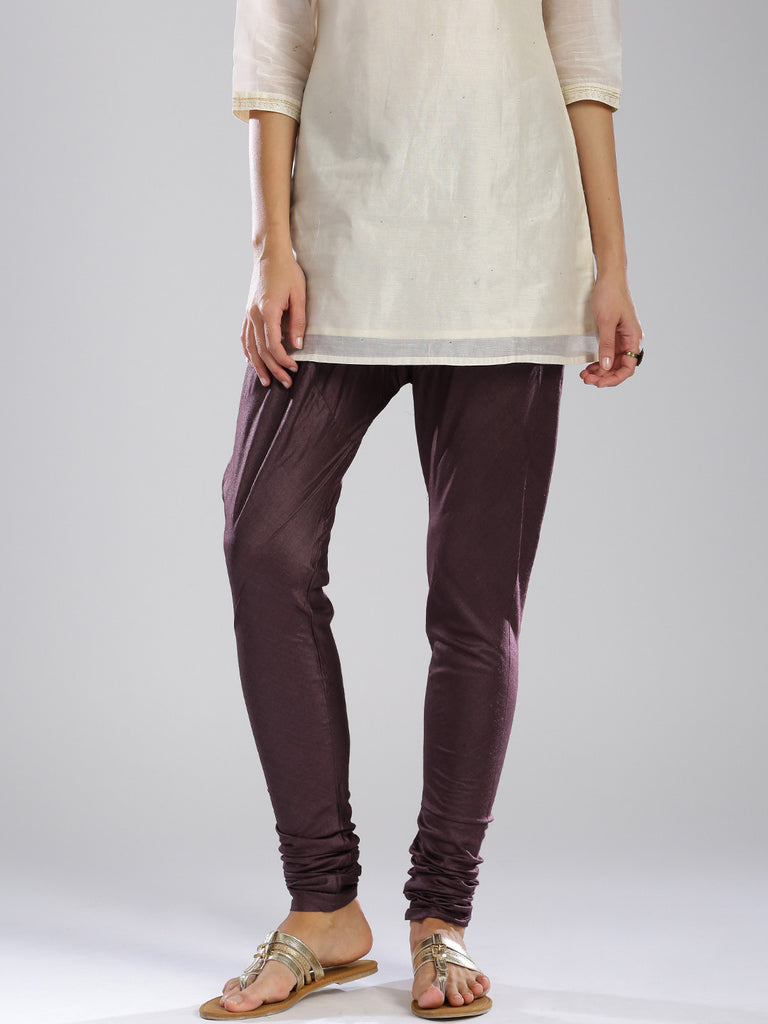 Silk Leggings Online Burgundy Color Beautiful Plain Silk Leggings For Girl  – Lady India