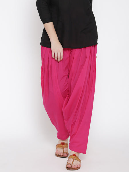 Pink Patiala With Pleats Plain Patiala For Girl LS44