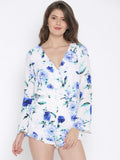 Stylish Rompers White & Blue Floral Print Romper