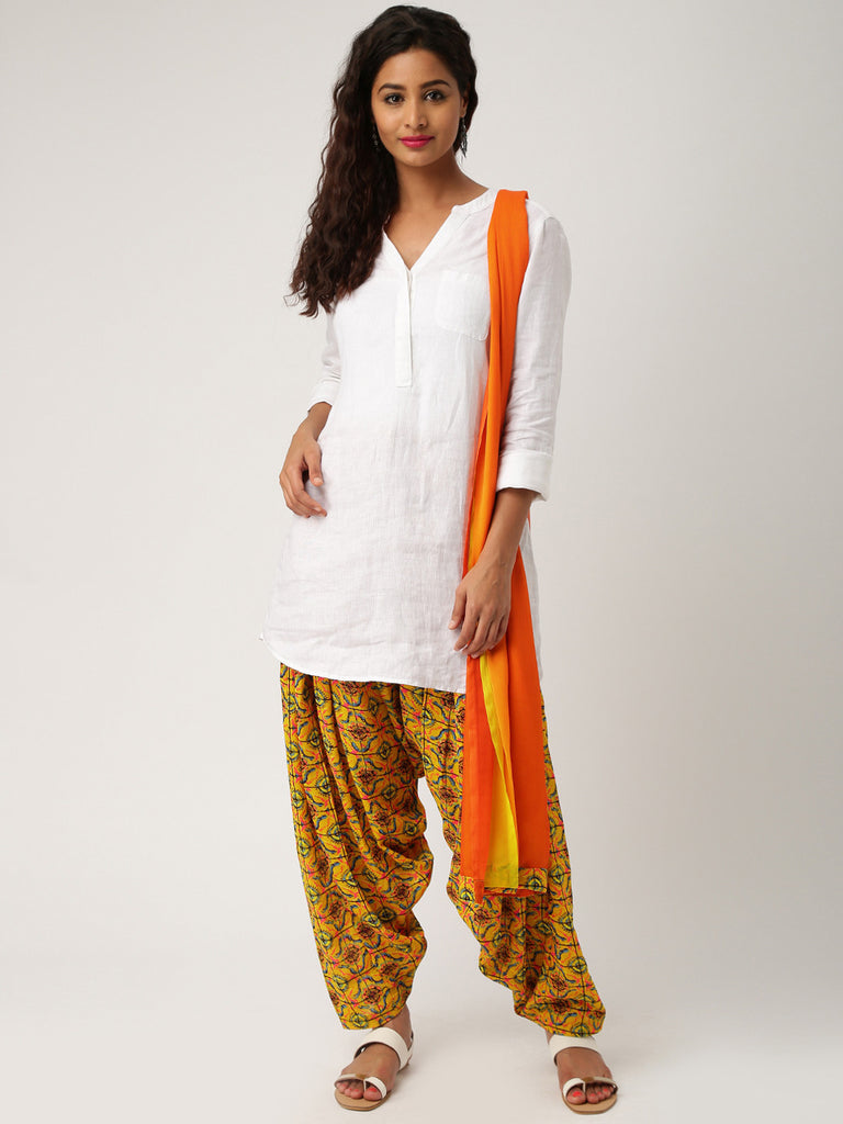 100% Pure Cotton Printed Patiala Salwar Dupatta with CHIKAN kurti complete  suit PS027 - muteyaar.com